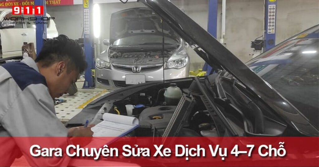 Gara chuyên sửa xe dịch vụ 4-7 chỗ trong ngày, có xuất hóa đơn